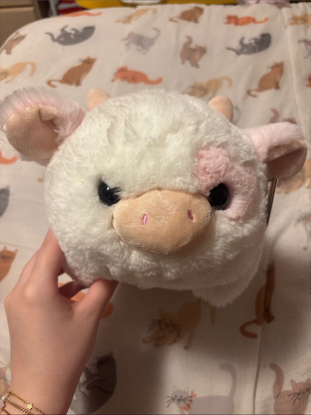 brand new pink and white cow plush